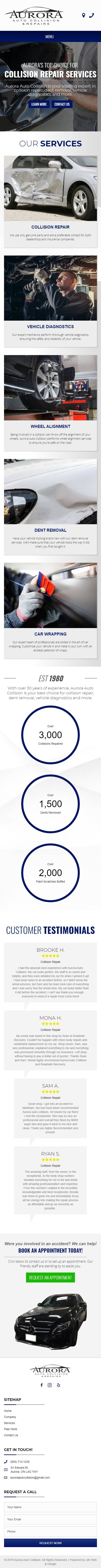 Mobile Friendly web design for collision centre in Aurora on