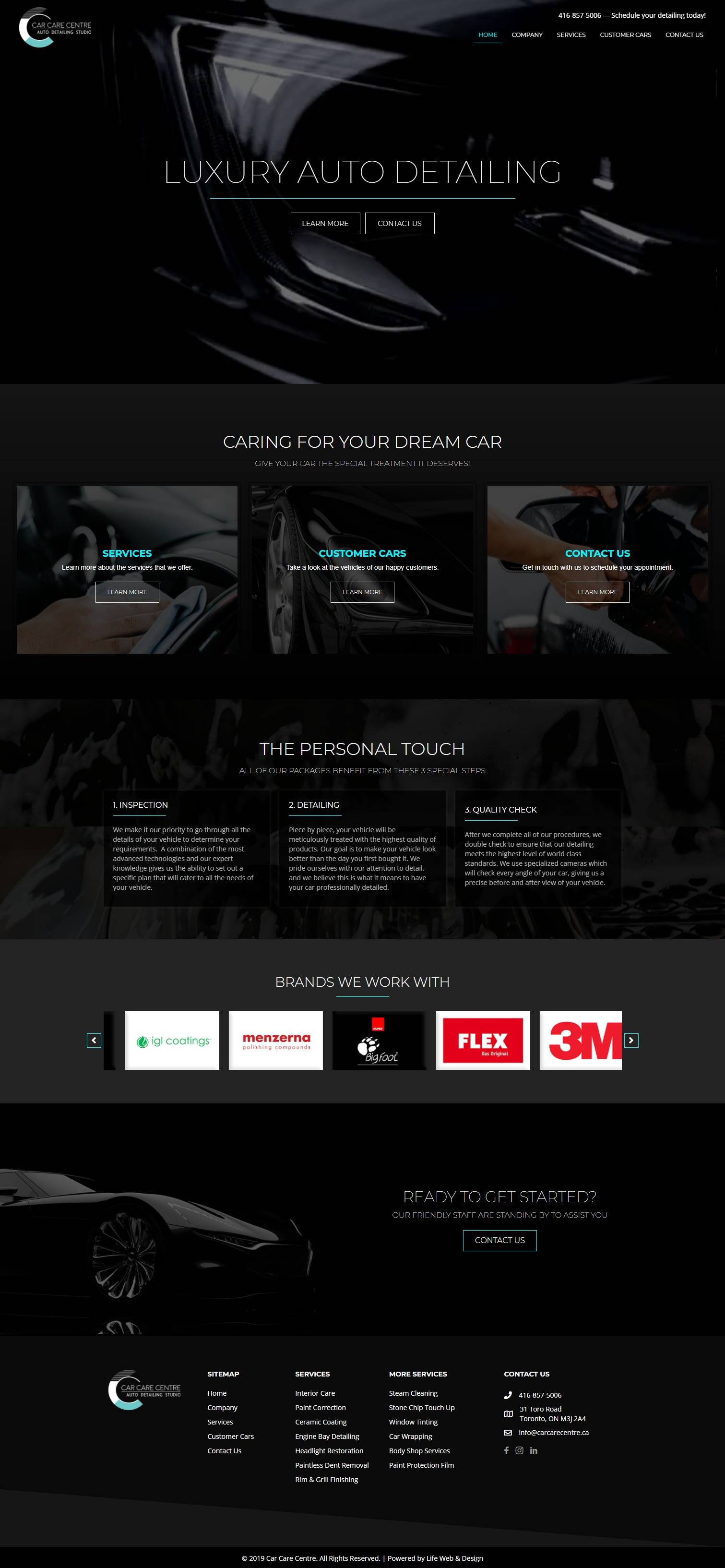 web design project for car detailing shop in Toronto Ontario