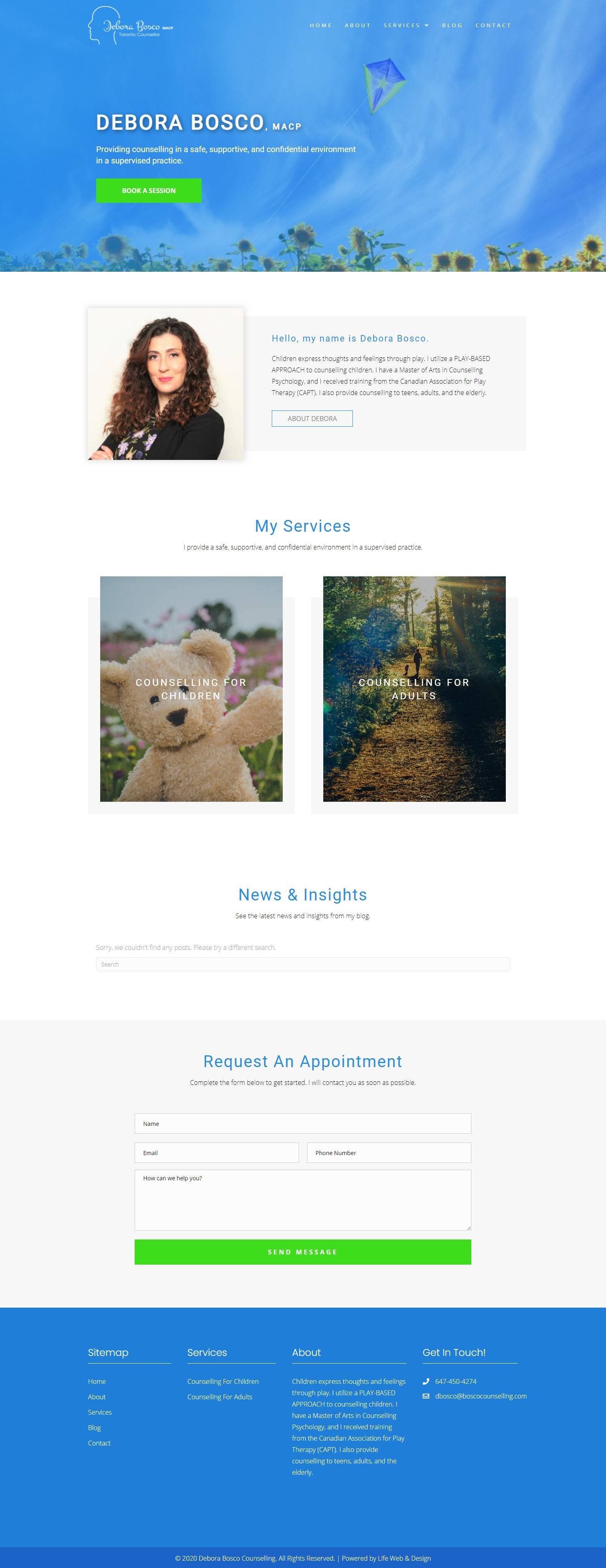 web design project for counsellor in Toronto Ontario