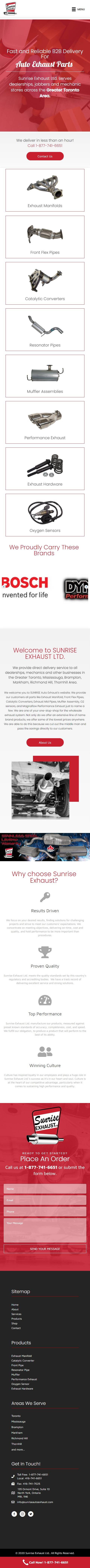 mobile view of web design project for car parts dealer in North York Ontario