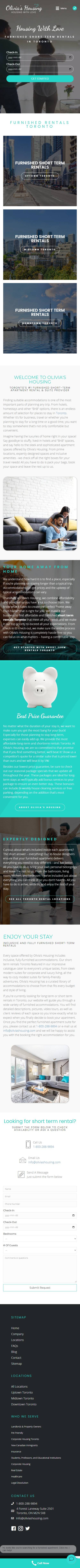 mobile view of web design project for short term rental provider in Toronto On