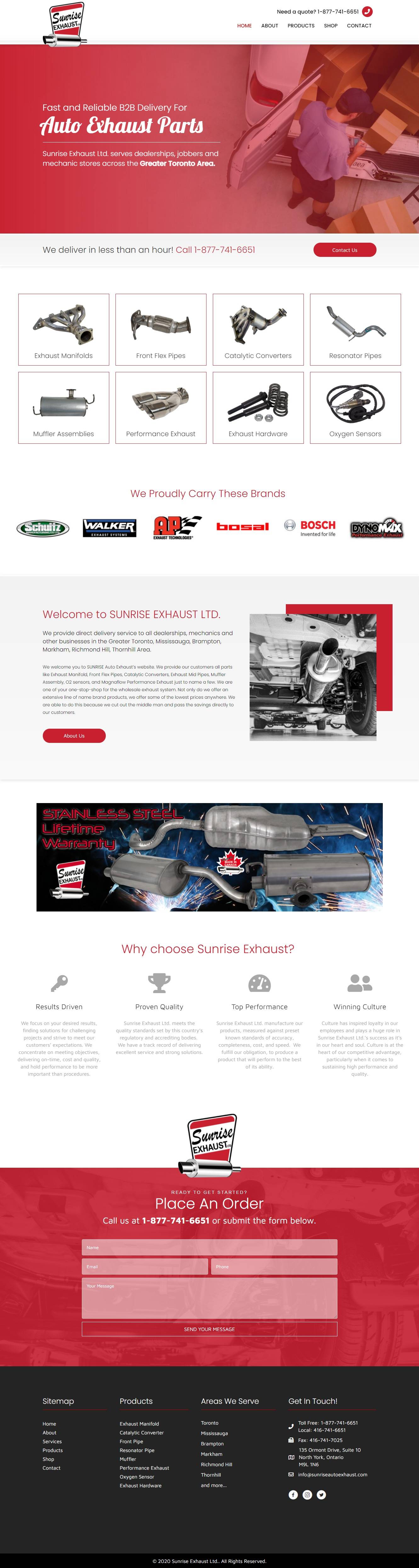 web design project for car parts dealer in North York Ontario