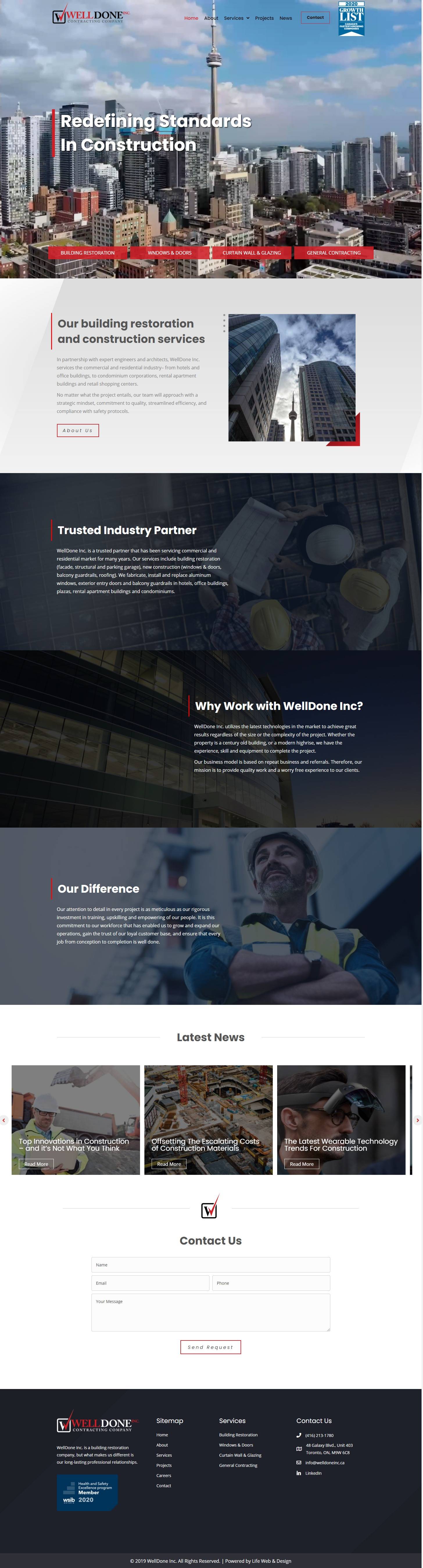 web design project for construction company in Toronto