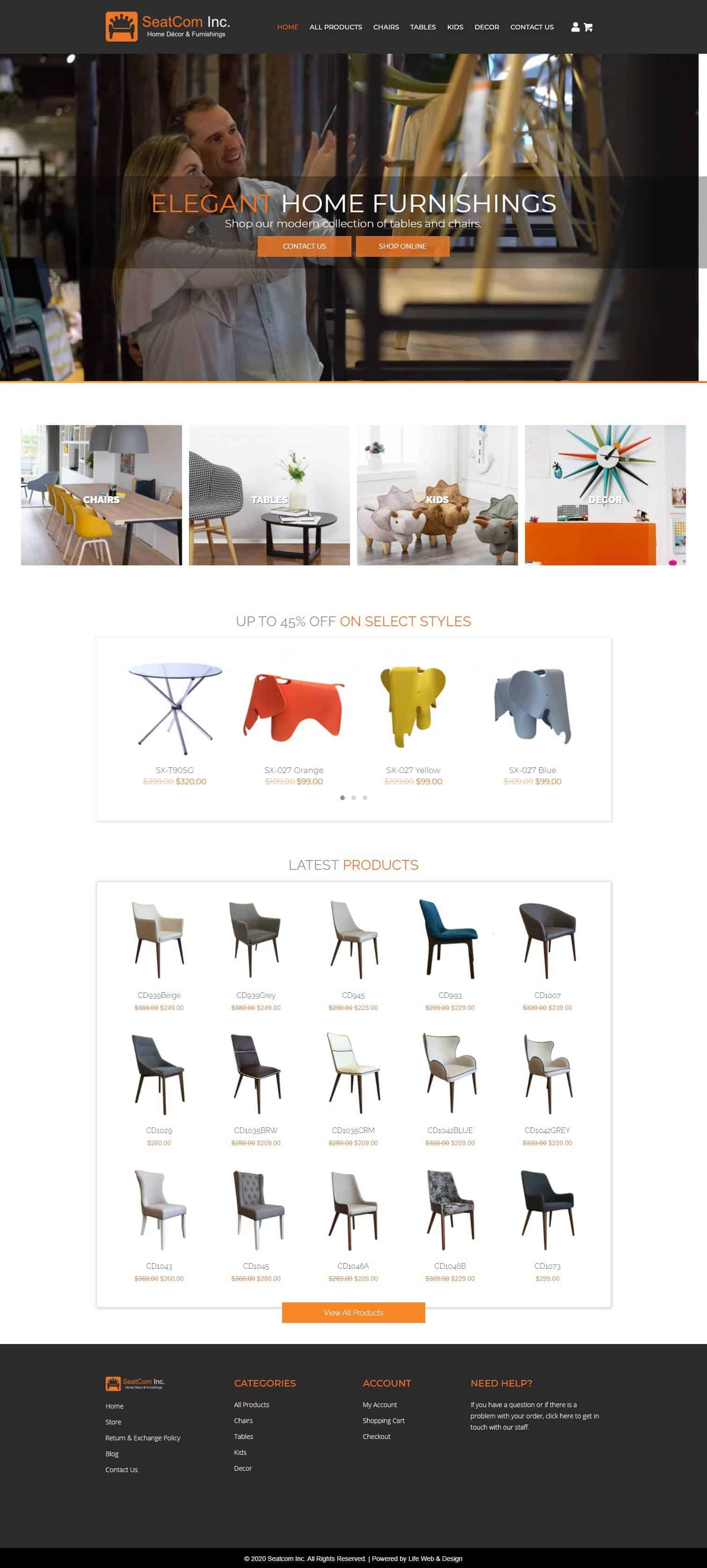 web design project for furniture company in Richmond Hill