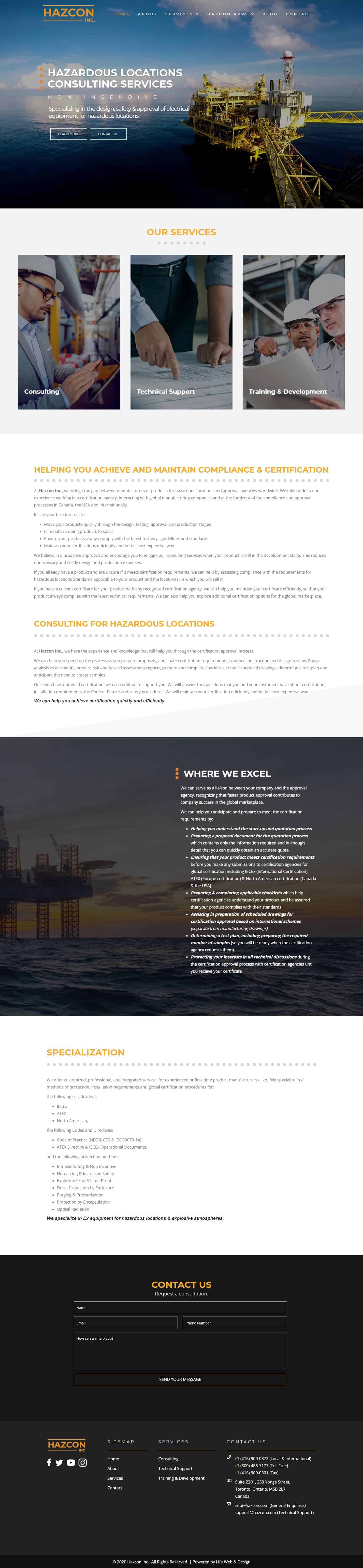 web design project for hazardous safety consultant in Toronto