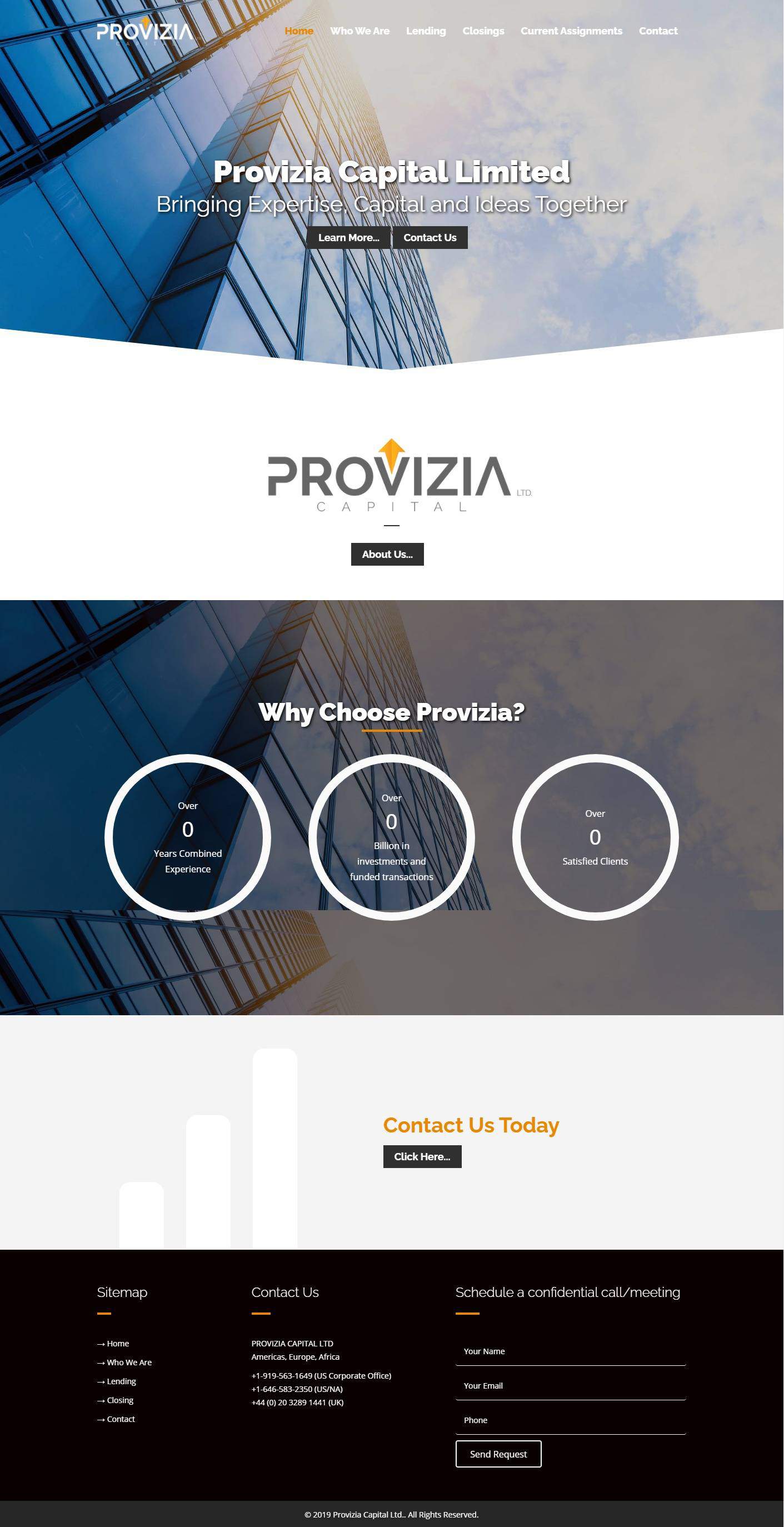web design project for investment firm in Toronto Ontario