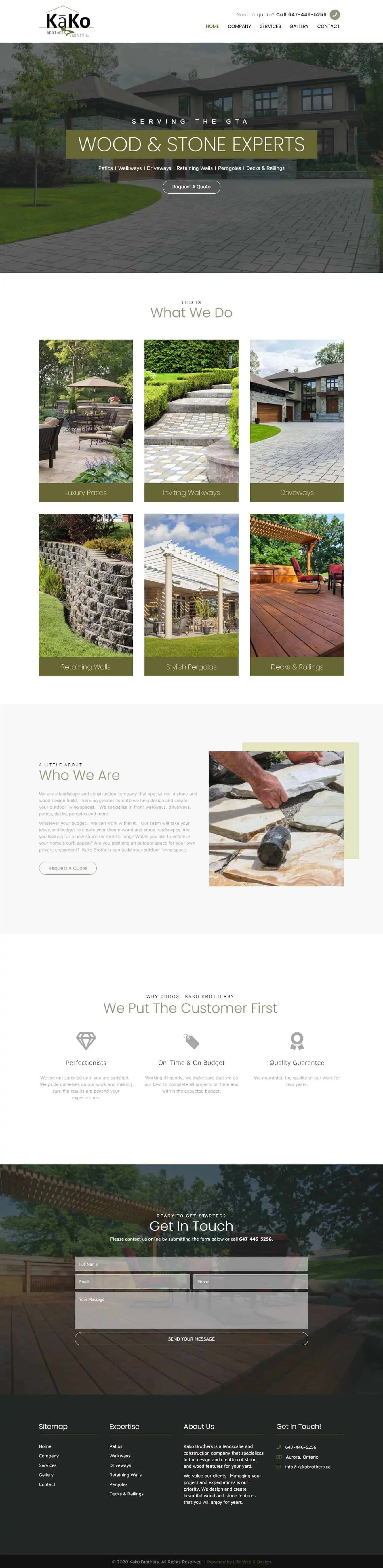 The Kako Brothers website, desktop version