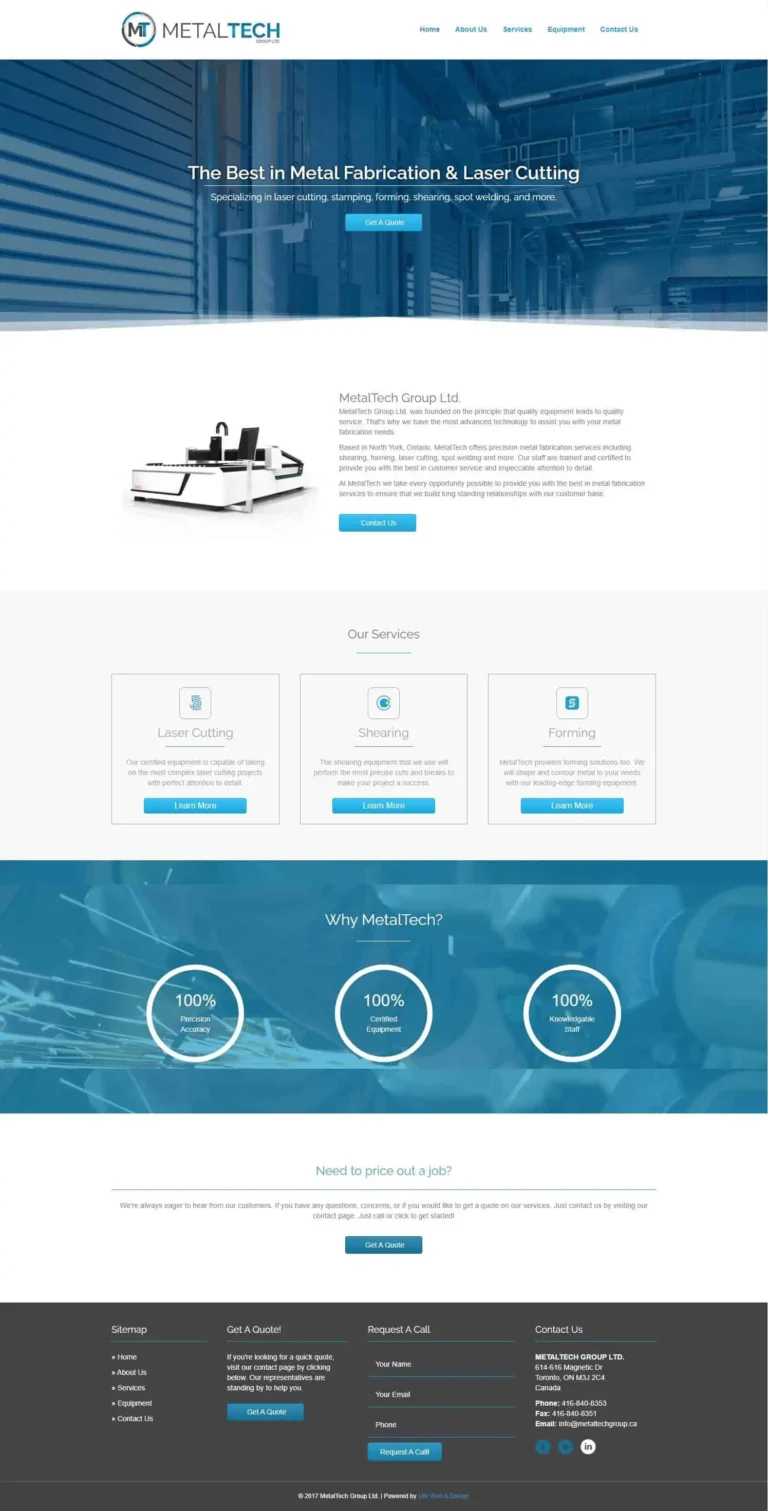 Thornhill Web Design & SEO 10 MetalTech Group website