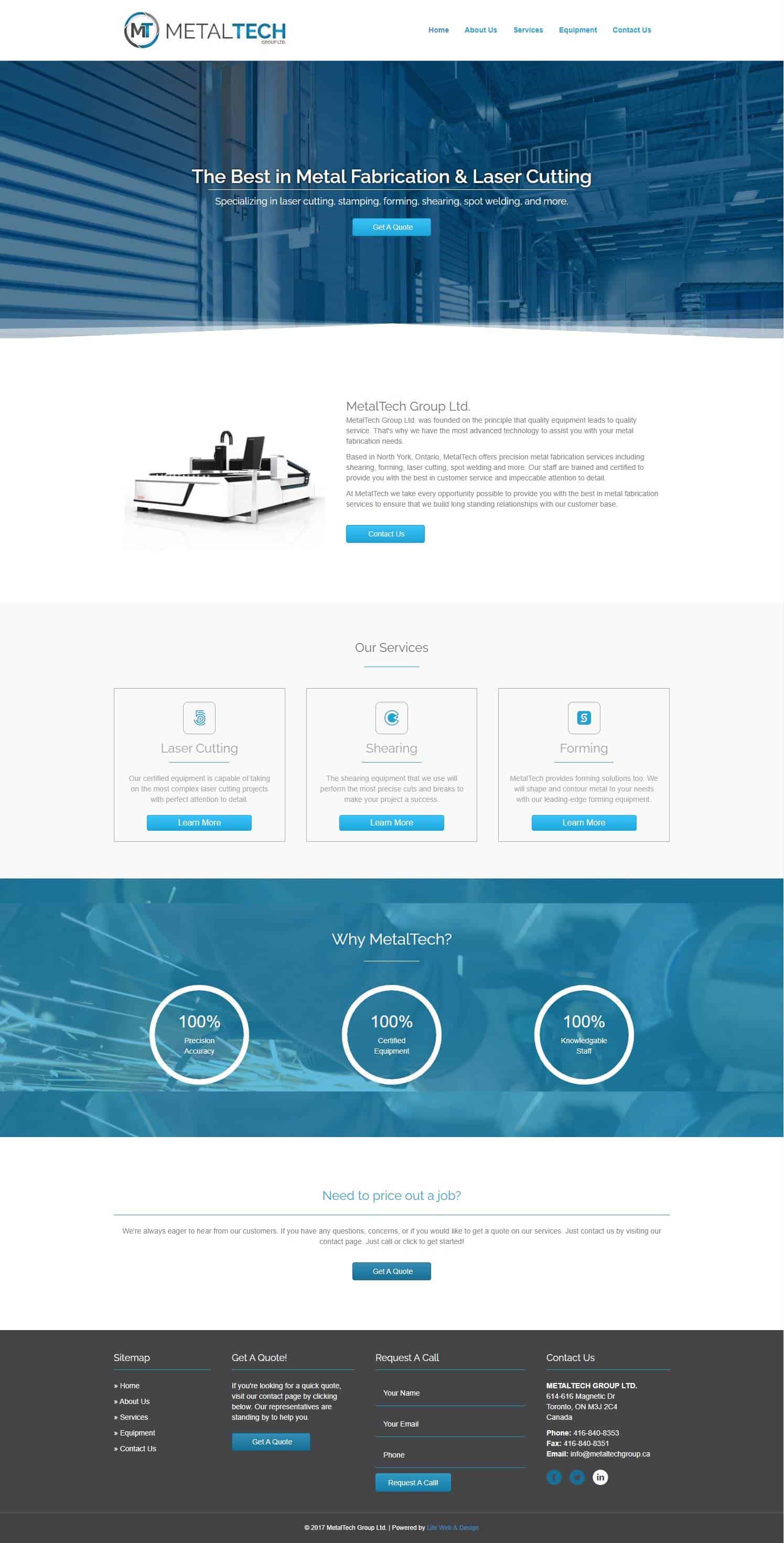 web design project for metal manufacturer in Thornhill Ontario