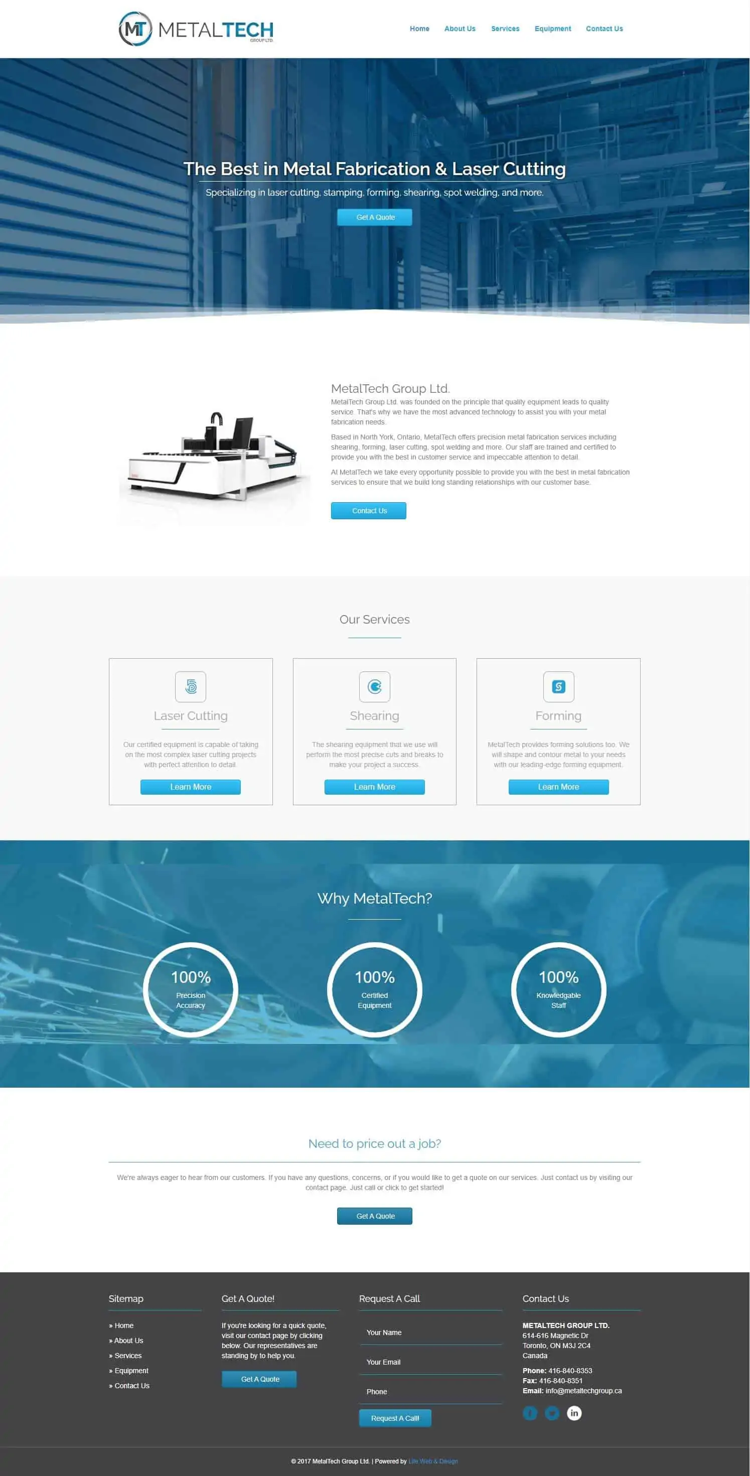 The MetalTech Group website, desktop version