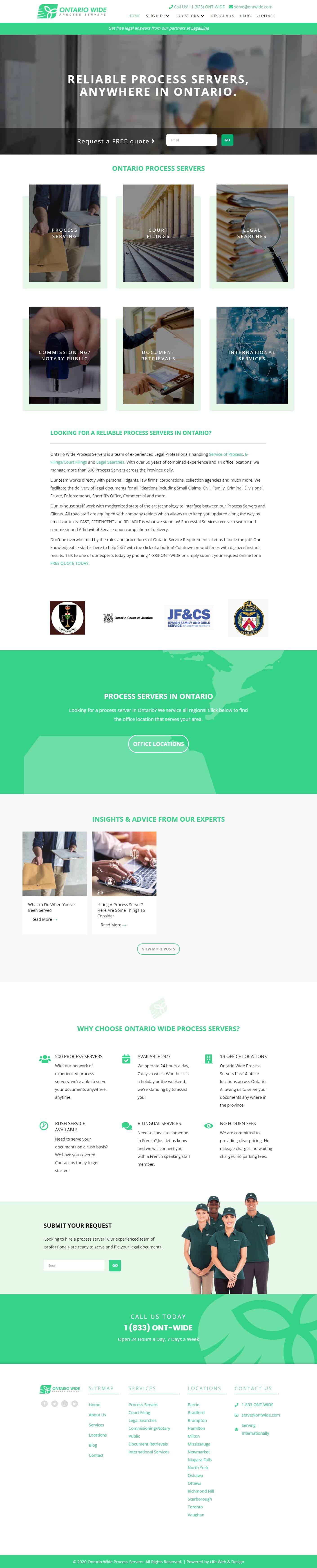 web design project for process serving company in Toronto