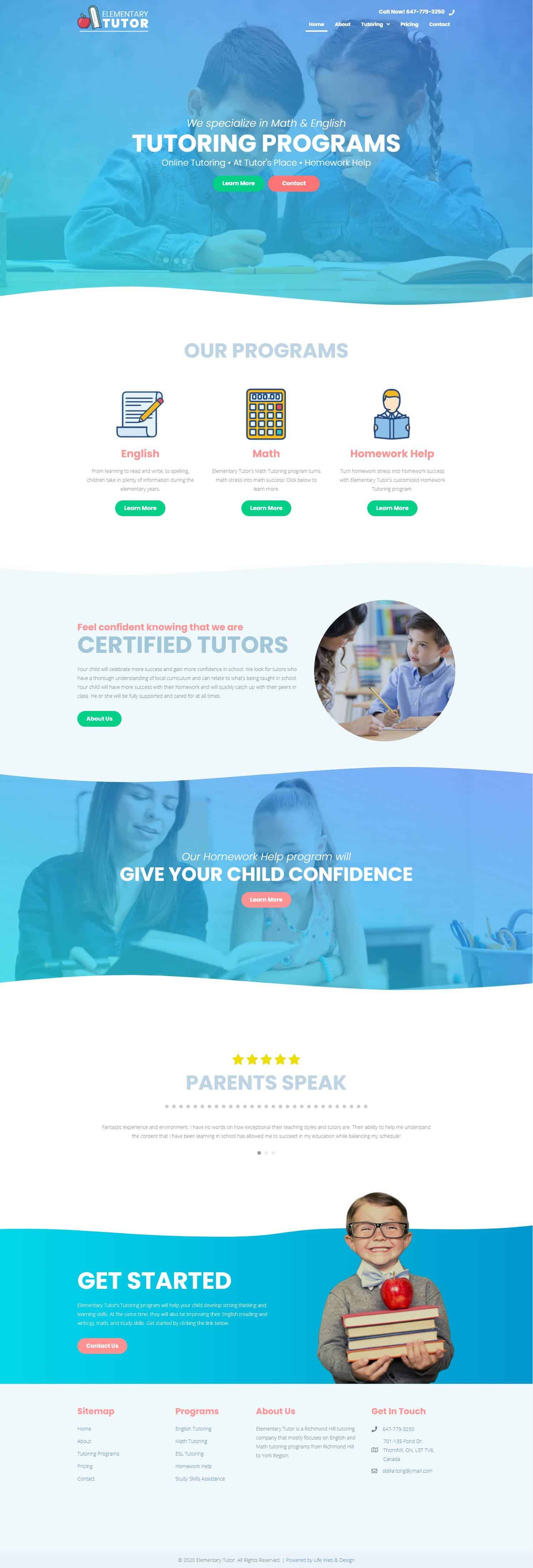 web design project for school tutor in Thornhill
