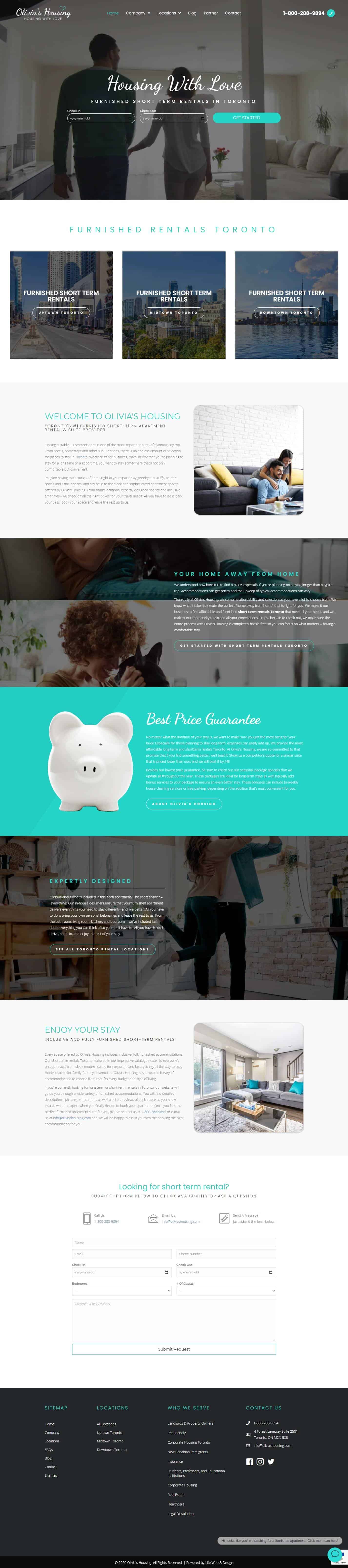 web design project for short term rental provider in Toronto On