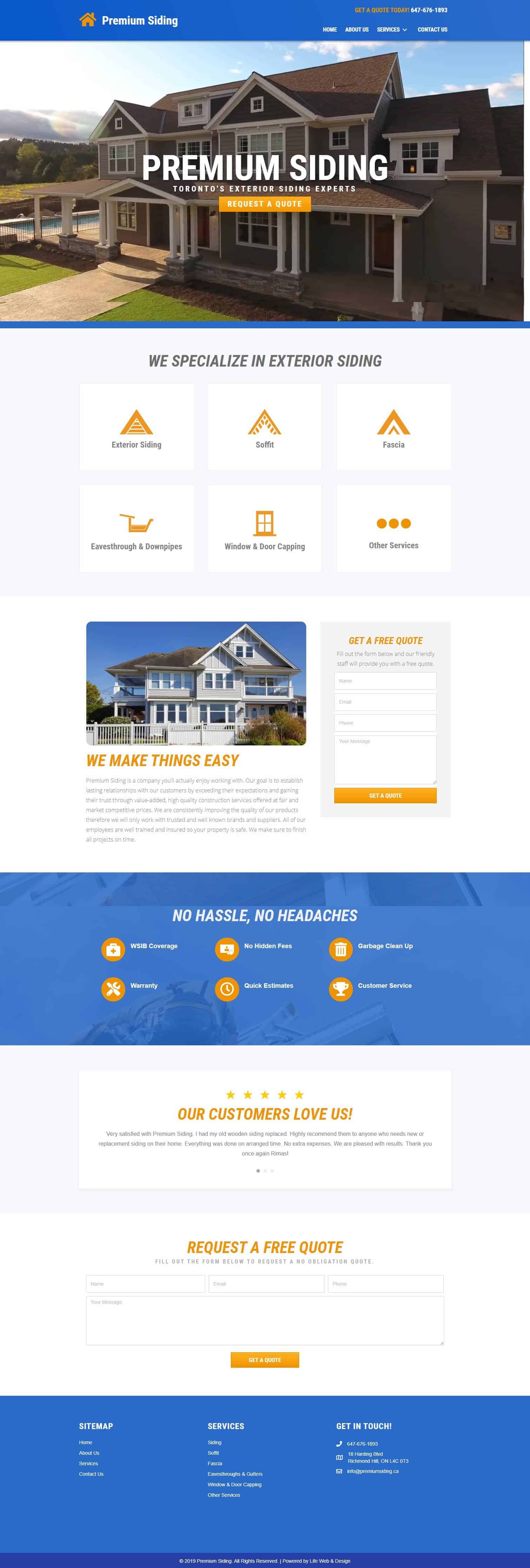 web design project for siding company in Richmond Hill