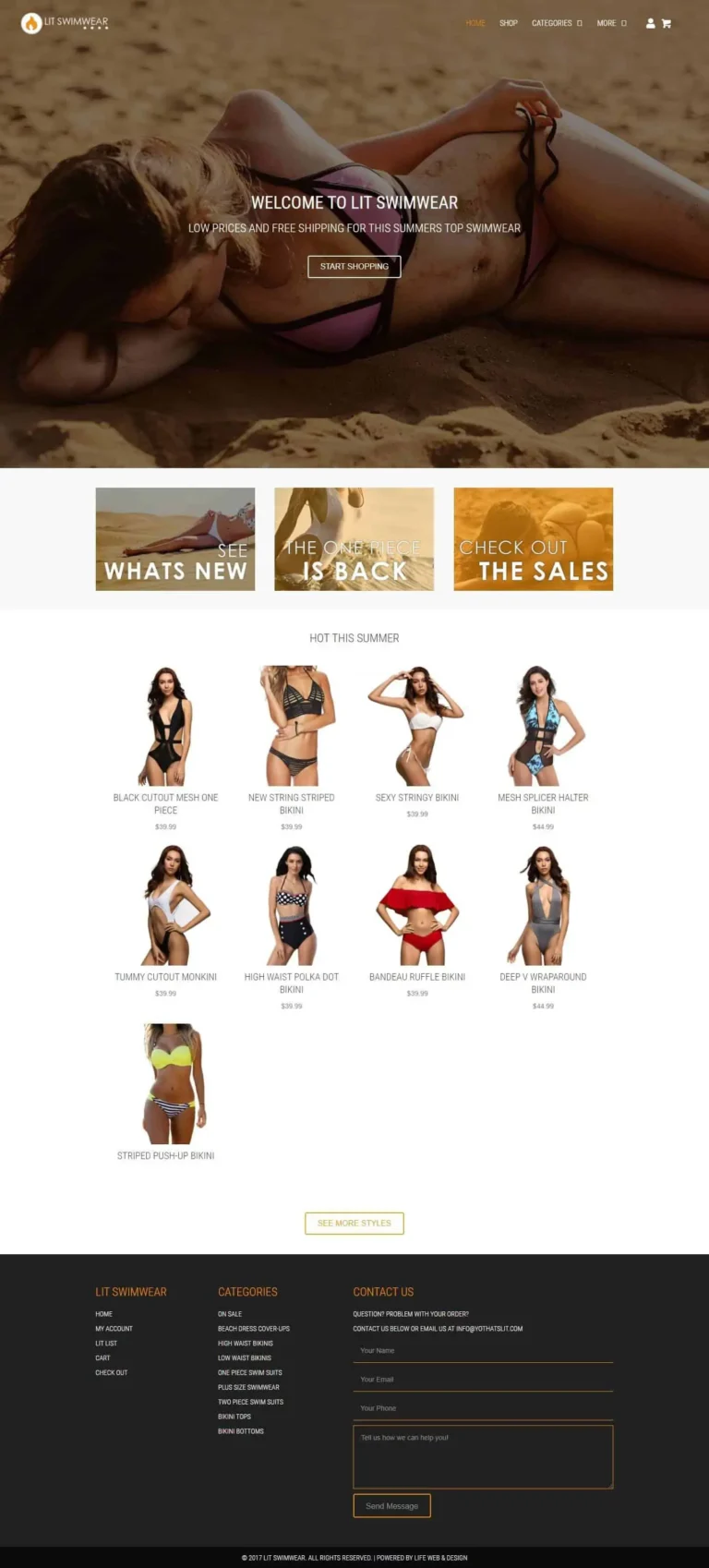 Portfolio 5 Lit Swimwear website