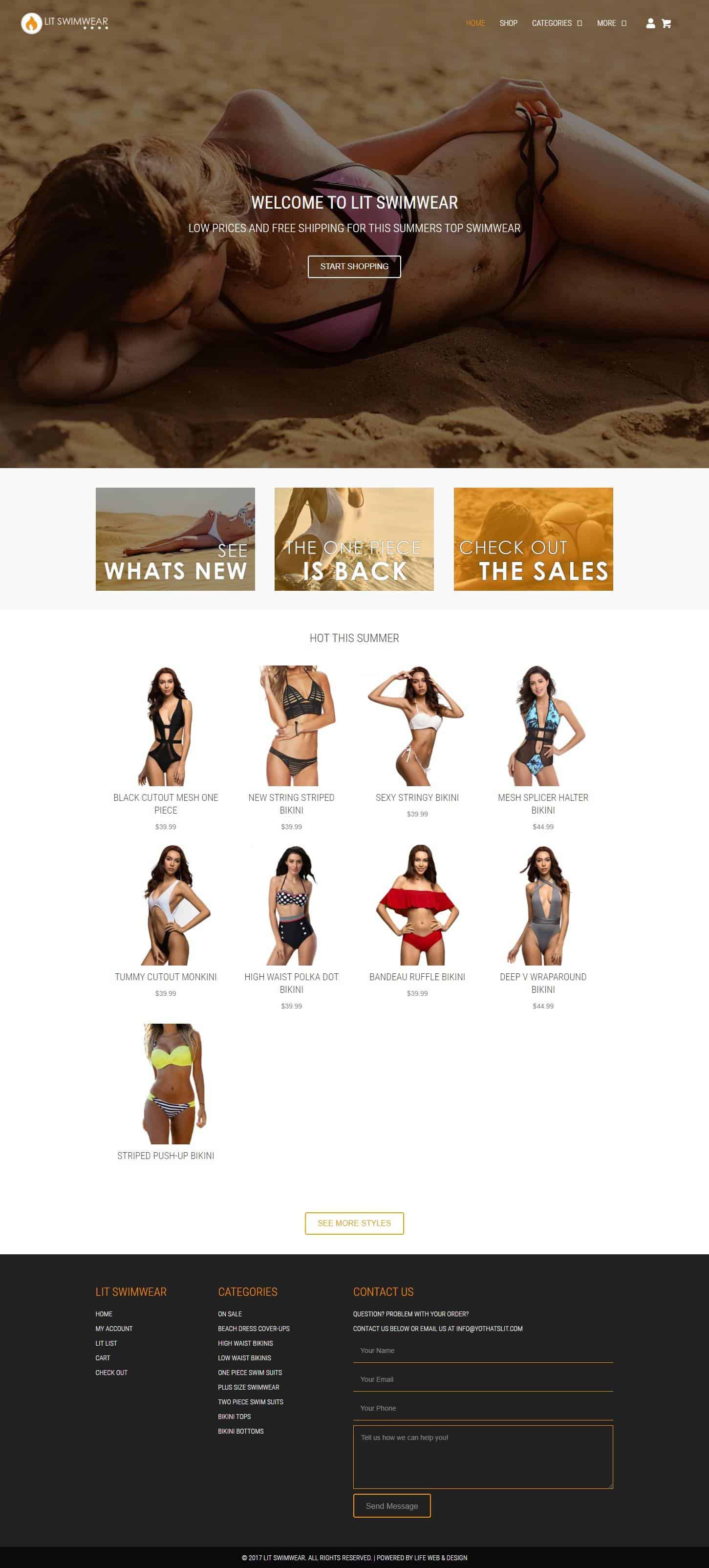 web design project for swimwear company in Toronto ON