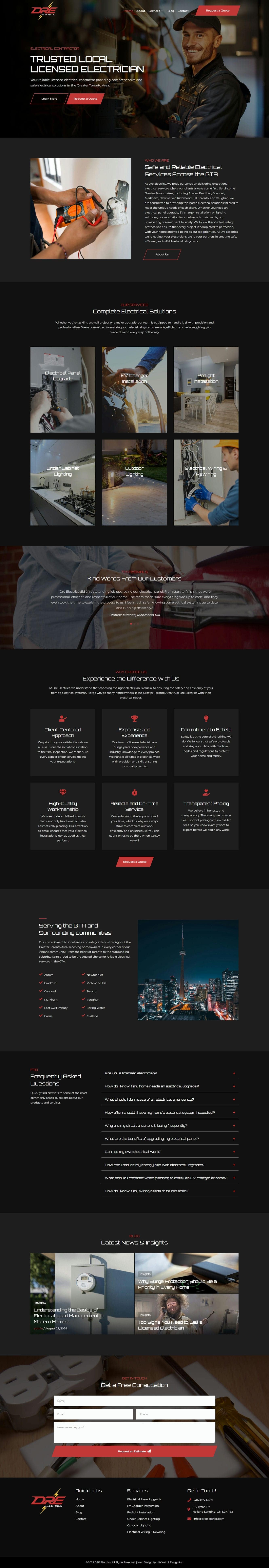 web design project for electrician in Holland Landing web design project for electrician in Holland Landing