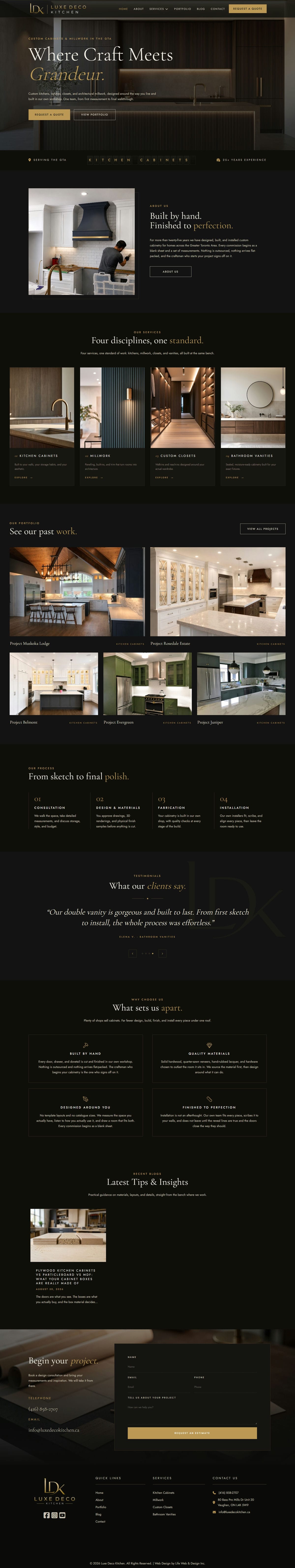 The Luxe Deco Kitchen website, desktop version