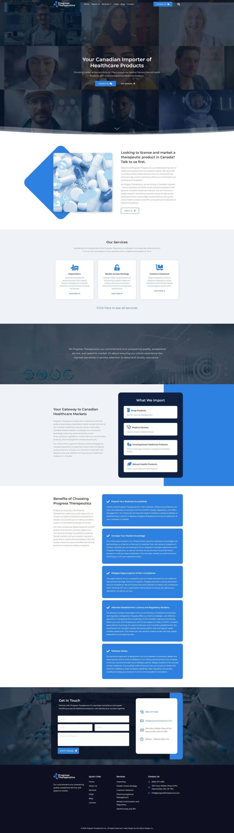 Newmarket Web Design & SEO 10 Progress Therapeutics website