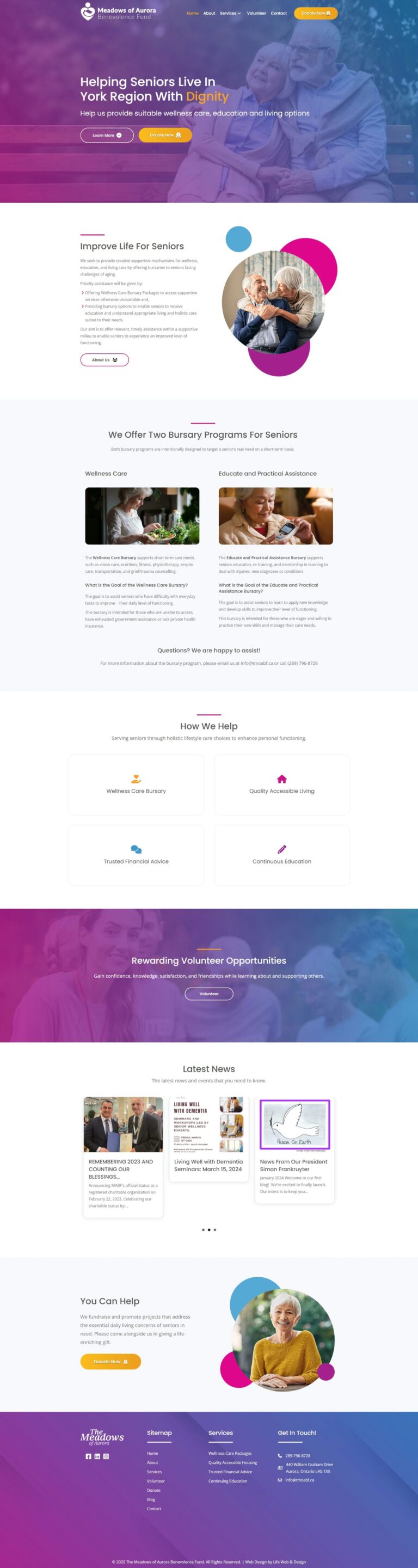 Website Design 18 The Meadows of Aurora Benevolence Fund website