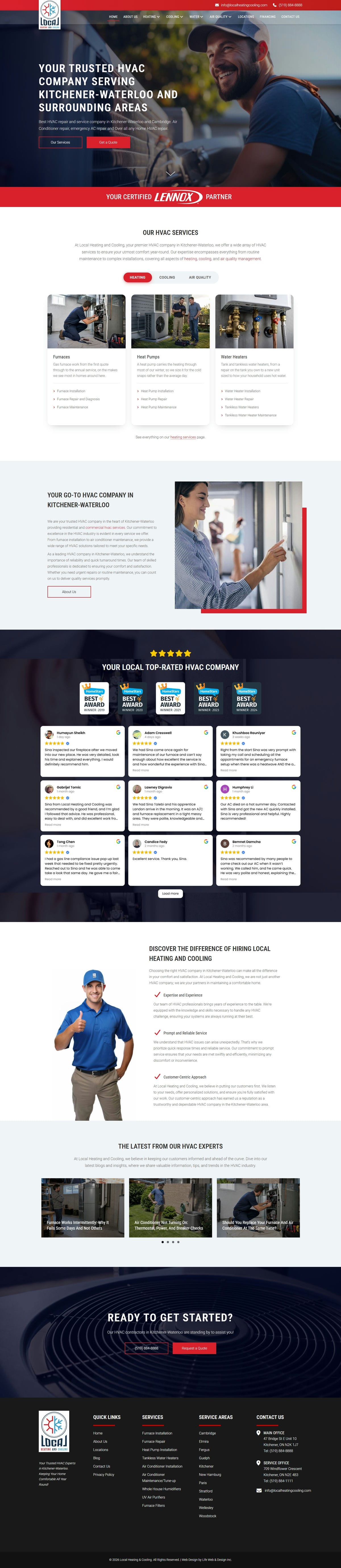 The Local Heating & Cooling website, desktop version