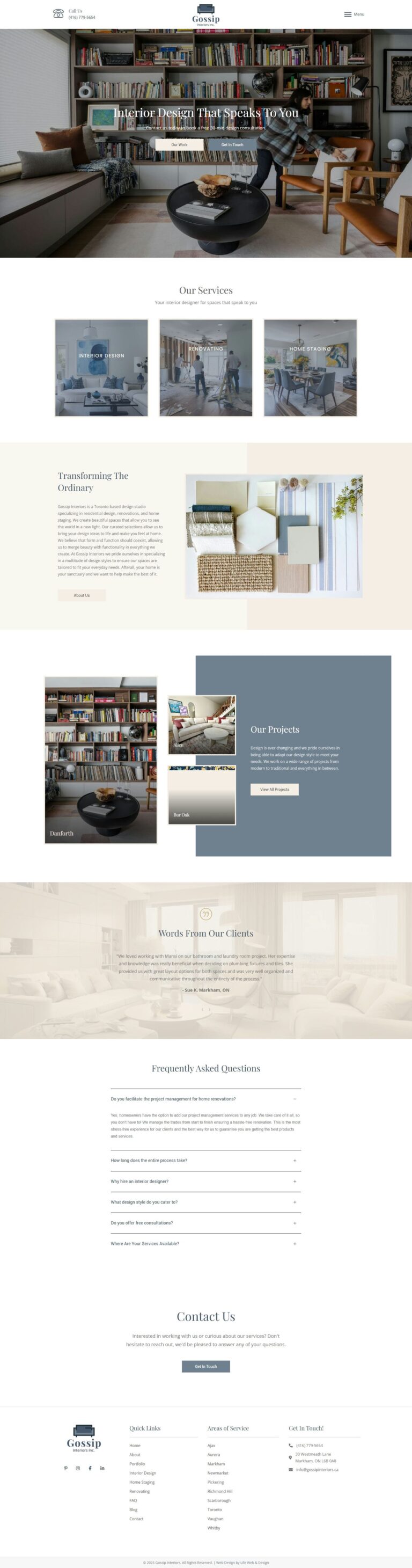 Interior Designer Web Design in Markham