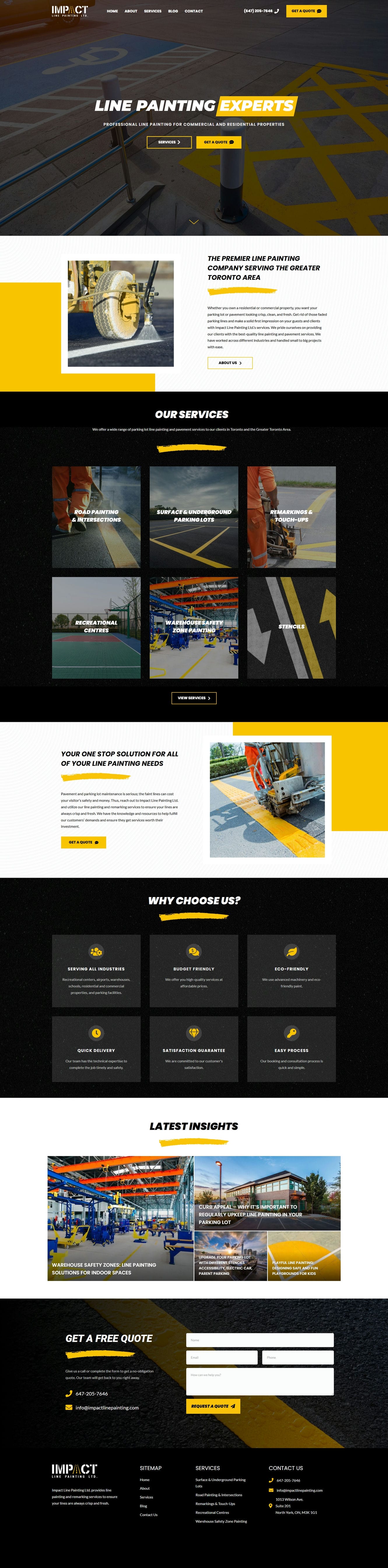 The Impact Line Painting website, desktop version