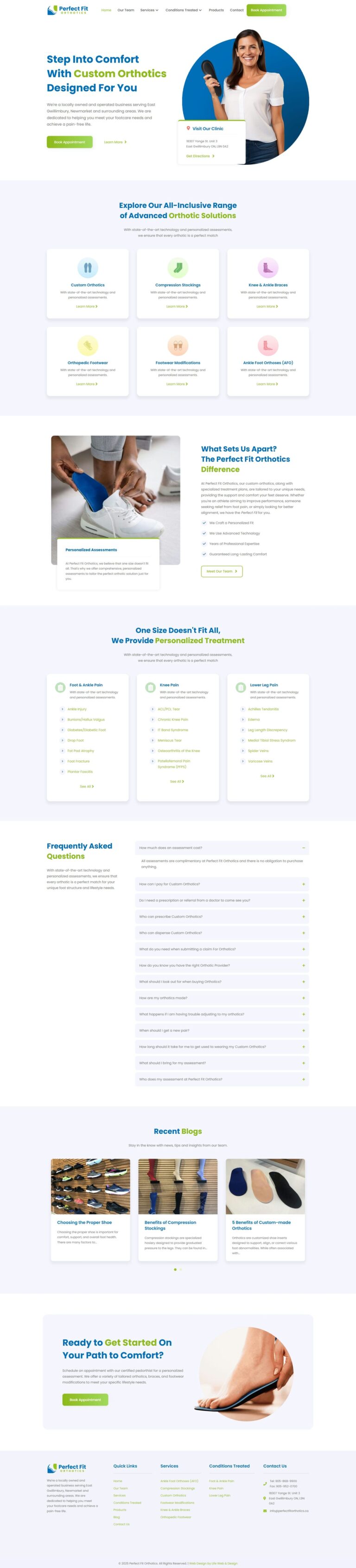 Newmarket Web Design & SEO 11 Perfect Fit Orthotics website
