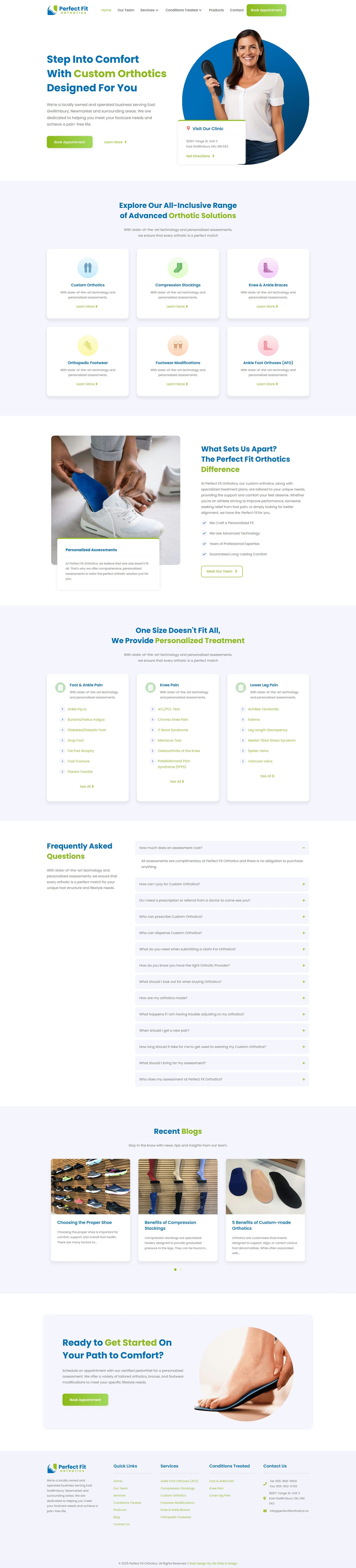 The Perfect Fit Orthotics website, desktop version