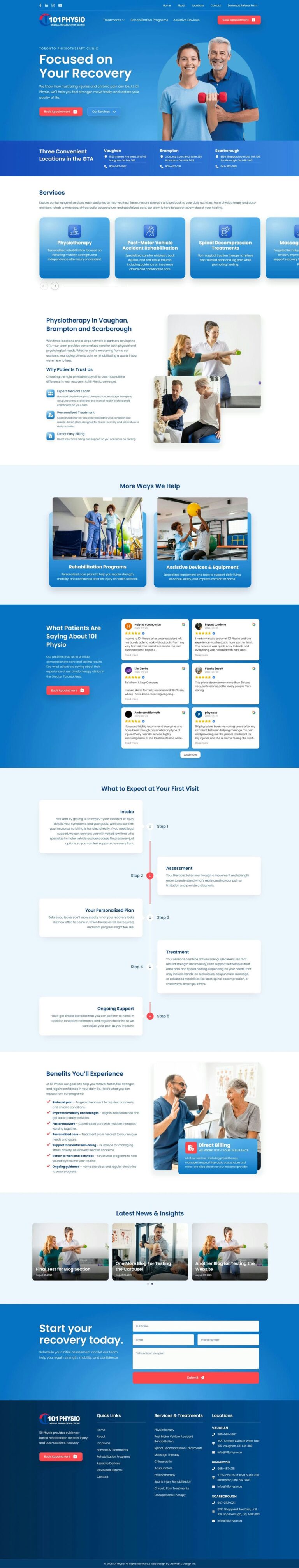 Brampton Web Design & SEO 9 101 Physio website