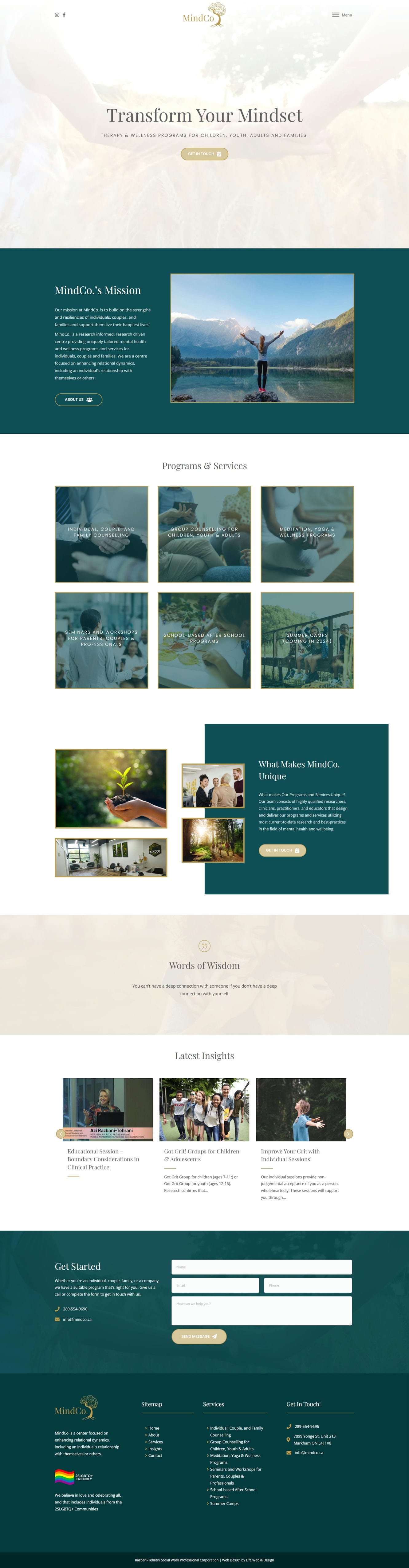 MindCo. website, desktop version